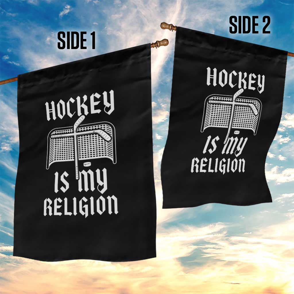 Hockey Is My Religion Garden Flag Funny Christian Goalie Gift - Wonder Print Shop