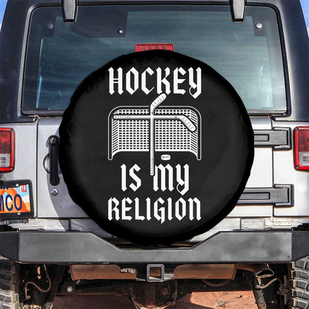 Hockey Is My Religion Spare Tire Cover Funny Christian Goalie Gift - Wonder Print Shop