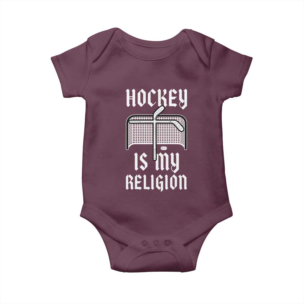 Hockey Is My Religion Baby Onesie Funny Christian Goalie Gift - Wonder Print Shop