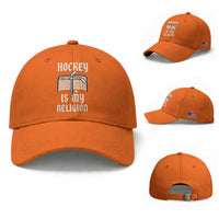 Hockey Is My Religion Baseball Cap Funny Christian Goalie Gift