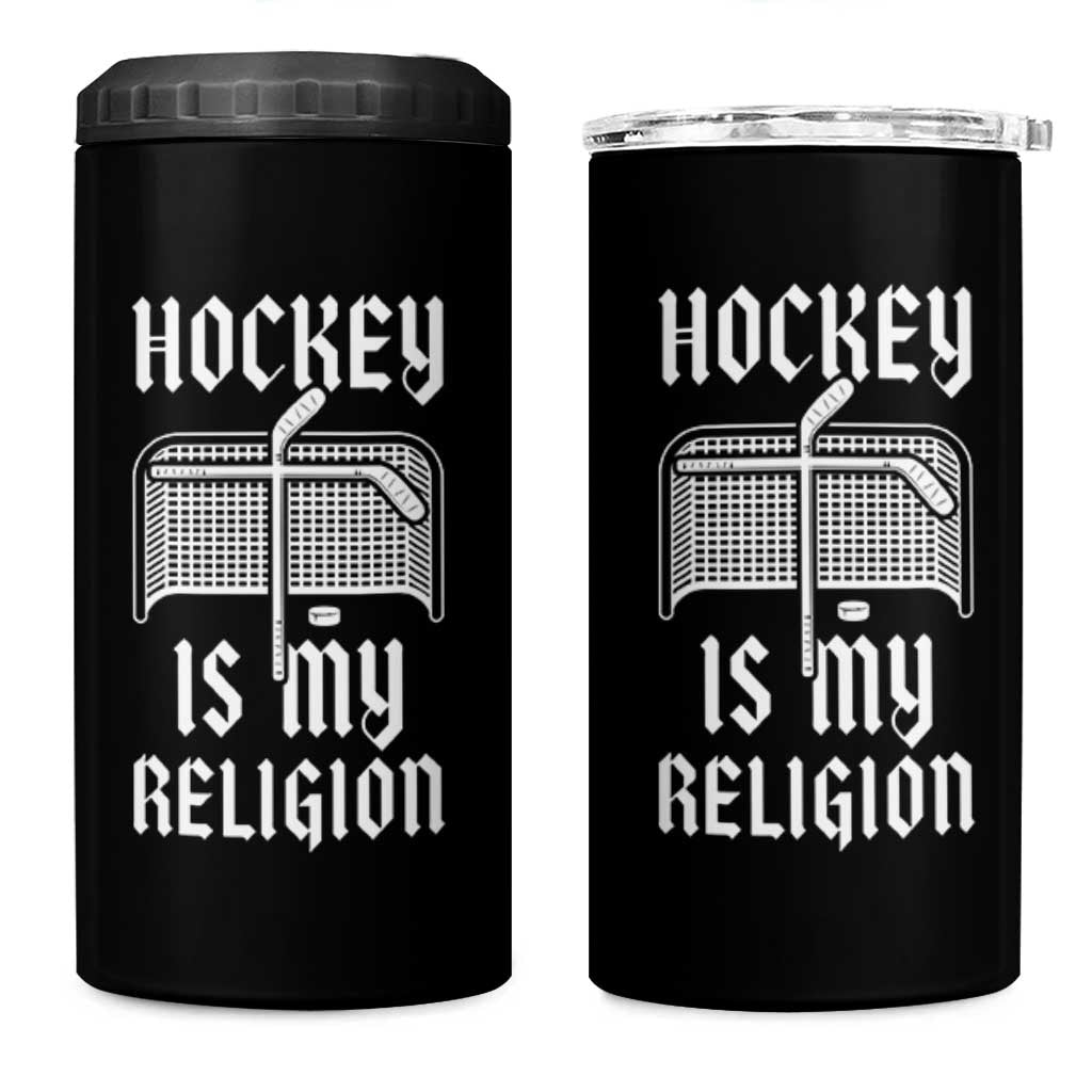 Hockey Is My Religion 4 in 1 Can Cooler Tumbler Funny Christian Goalie Gift - Wonder Print Shop