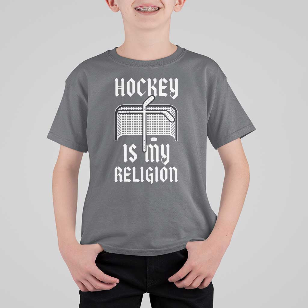 Hockey Is My Religion T Shirt For Kid Funny Christian Goalie Gift - Wonder Print Shop