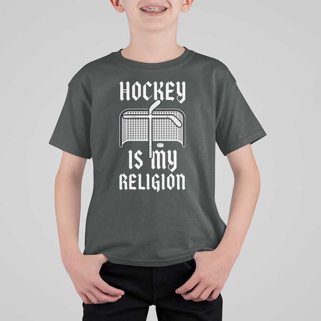Hockey Is My Religion T Shirt For Kid Funny Christian Goalie Gift - Wonder Print Shop