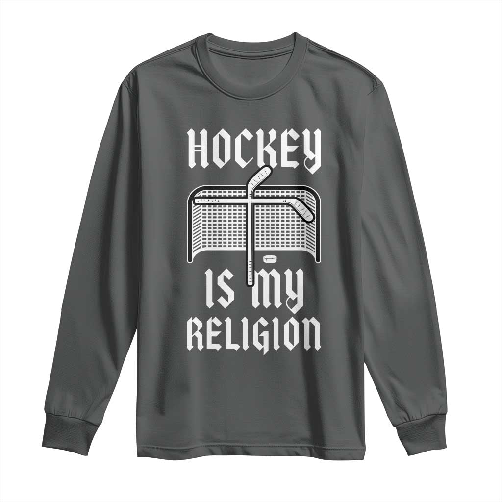 Hockey Is My Religion Long Sleeve Shirt Funny Christian Goalie Gift - Wonder Print Shop