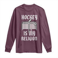 Hockey Is My Religion Long Sleeve Shirt Funny Christian Goalie Gift - Wonder Print Shop
