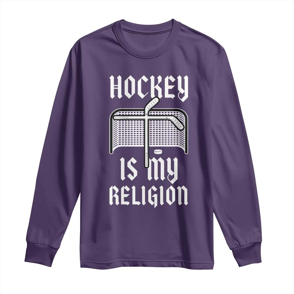Hockey Is My Religion Long Sleeve Shirt Funny Christian Goalie Gift - Wonder Print Shop