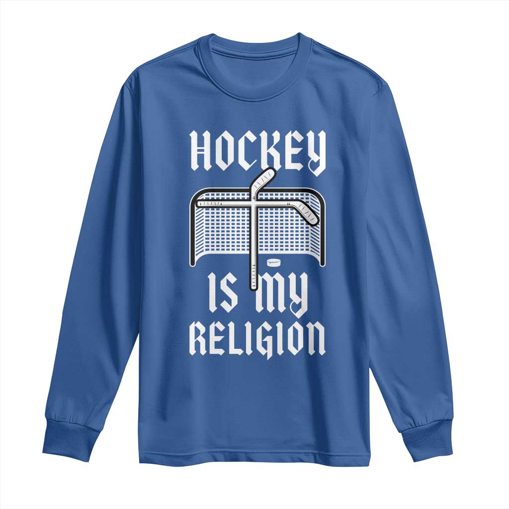 Hockey Is My Religion Long Sleeve Shirt Funny Christian Goalie Gift - Wonder Print Shop