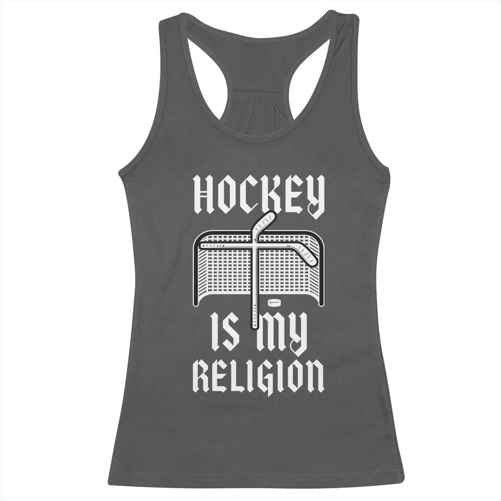 Hockey Is My Religion Racerback Tank Top Funny Christian Goalie Gift - Wonder Print Shop