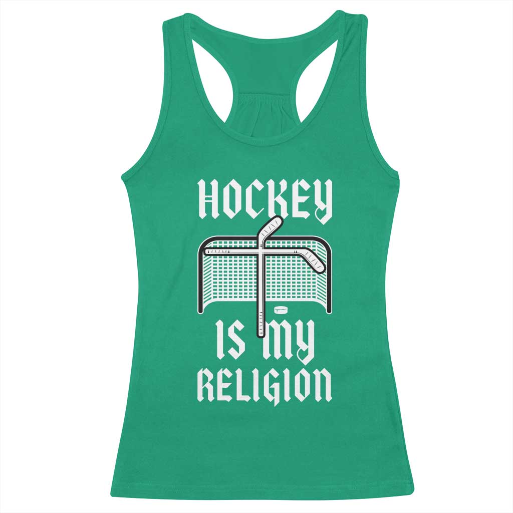 Hockey Is My Religion Racerback Tank Top Funny Christian Goalie Gift - Wonder Print Shop