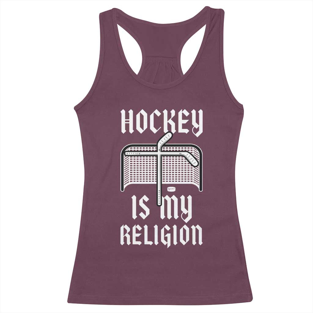 Hockey Is My Religion Racerback Tank Top Funny Christian Goalie Gift - Wonder Print Shop