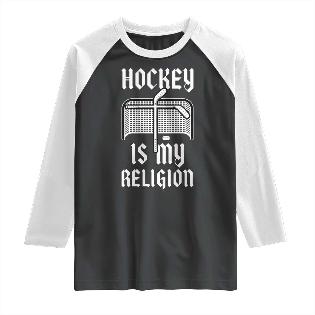 Hockey Is My Religion Raglan Shirt Funny Christian Goalie Gift - Wonder Print Shop