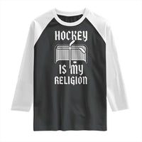 Hockey Is My Religion Raglan Shirt Funny Christian Goalie Gift - Wonder Print Shop