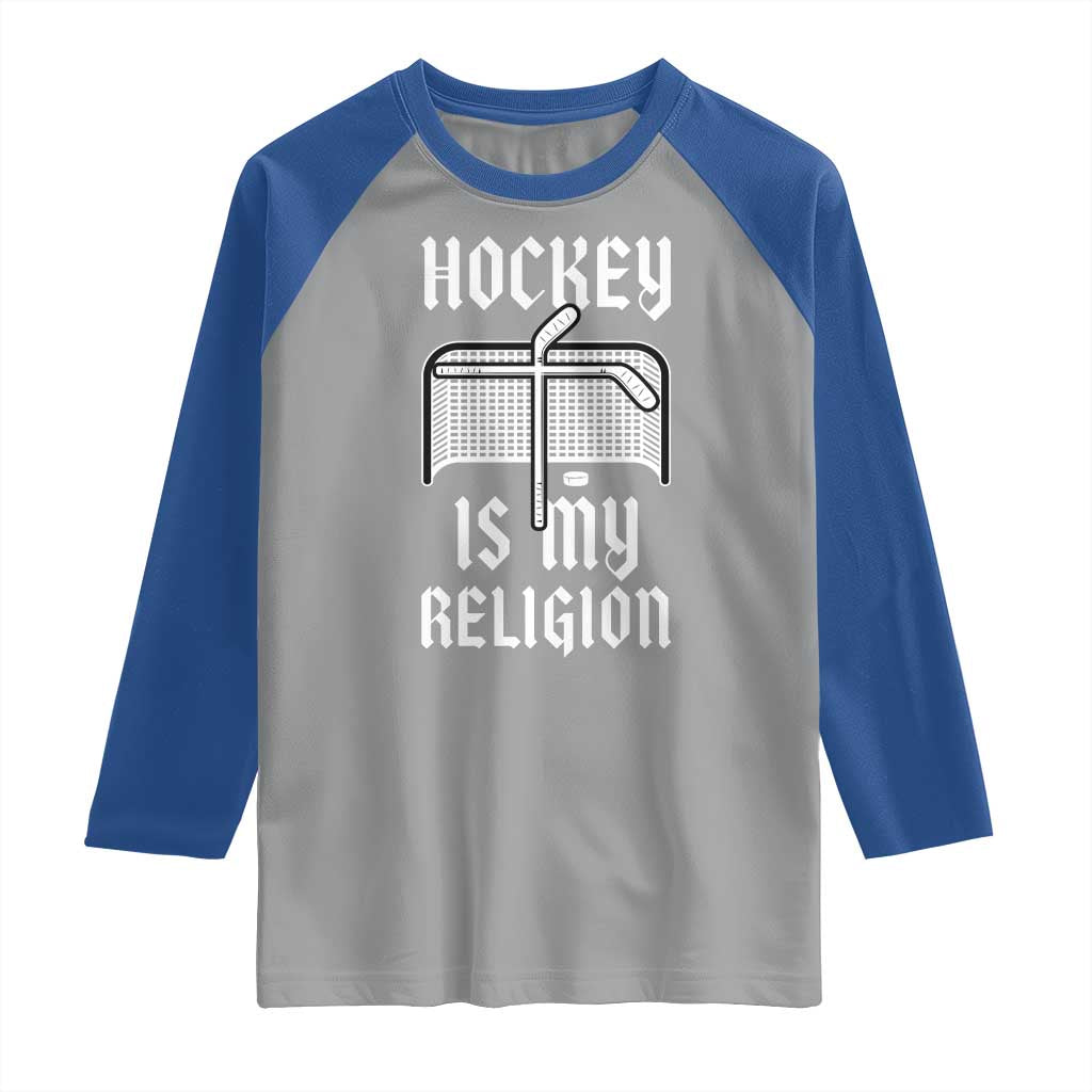 Hockey Is My Religion Raglan Shirt Funny Christian Goalie Gift - Wonder Print Shop