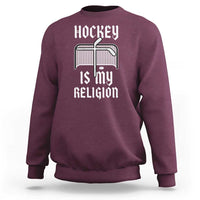 Hockey Is My Religion Sweatshirt Funny Christian Goalie Gift - Wonder Print Shop
