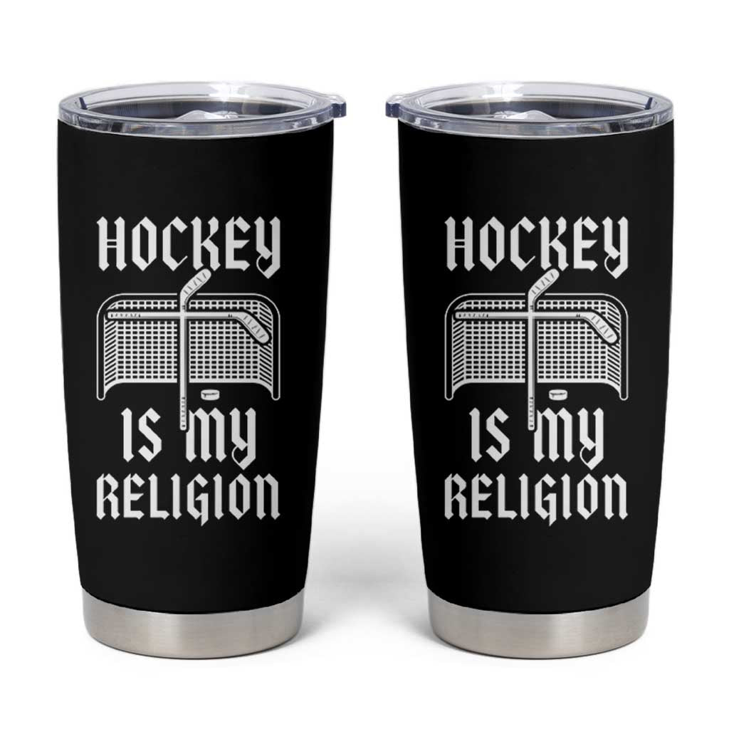 Hockey Is My Religion Tumbler Cup Funny Christian Goalie Gift - Wonder Print Shop