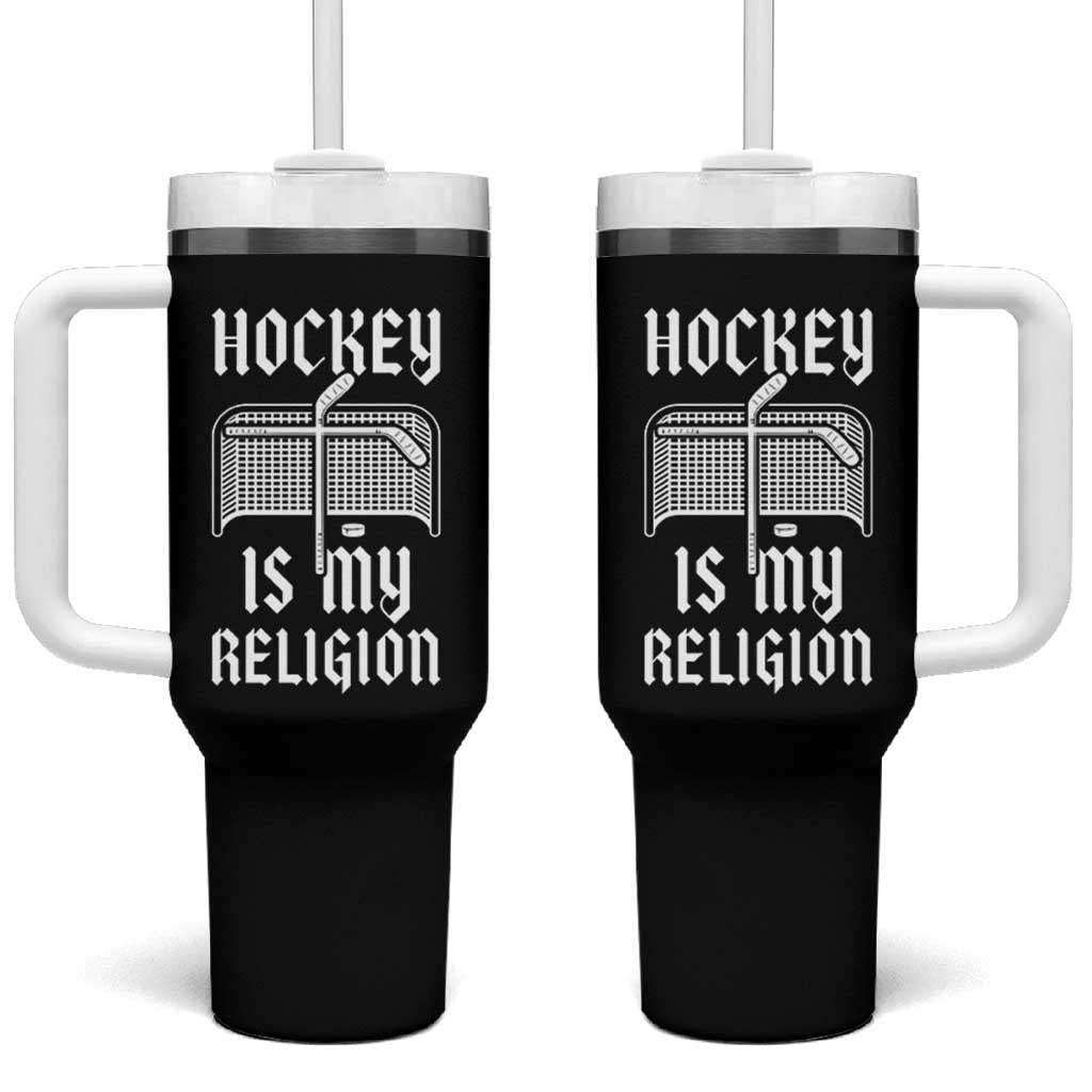 Hockey Is My Religion Tumbler With Handle Funny Christian Goalie Gift - Wonder Print Shop