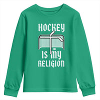 Hockey Is My Religion Youth Sweatshirt Funny Christian Goalie Gift - Wonder Print Shop