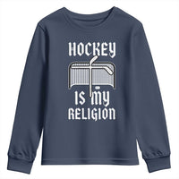 Hockey Is My Religion Youth Sweatshirt Funny Christian Goalie Gift - Wonder Print Shop