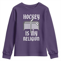 Hockey Is My Religion Youth Sweatshirt Funny Christian Goalie Gift - Wonder Print Shop