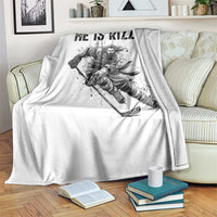 Funny Christian Ice Hockey Lover Gift Throw Blanket He Is Rizzin - Wonder Print Shop
