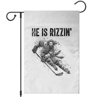Funny Christian Ice Hockey Lover Gift Garden Flag He Is Rizzin - Wonder Print Shop