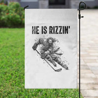 Funny Christian Ice Hockey Lover Gift Garden Flag He Is Rizzin - Wonder Print Shop
