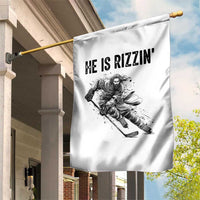 Funny Christian Ice Hockey Lover Gift Garden Flag He Is Rizzin - Wonder Print Shop
