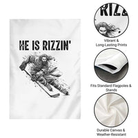 Funny Christian Ice Hockey Lover Gift Garden Flag He Is Rizzin - Wonder Print Shop