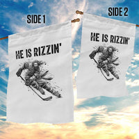 Funny Christian Ice Hockey Lover Gift Garden Flag He Is Rizzin - Wonder Print Shop