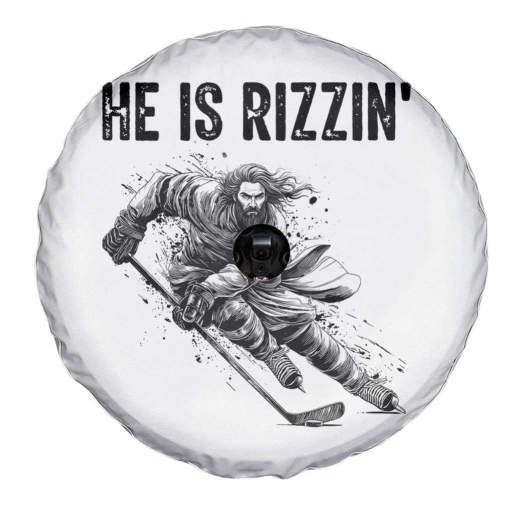 Funny Christian Ice Hockey Lover Gift Spare Tire Cover He Is Rizzin - Wonder Print Shop