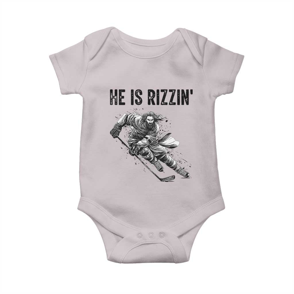 Funny Christian Ice Hockey Lover Gift Baby Onesie He Is Rizzin - Wonder Print Shop