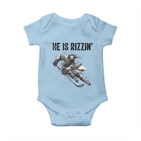 Funny Christian Ice Hockey Lover Gift Baby Onesie He Is Rizzin - Wonder Print Shop
