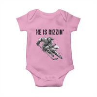 Funny Christian Ice Hockey Lover Gift Baby Onesie He Is Rizzin - Wonder Print Shop
