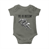 Funny Christian Ice Hockey Lover Gift Baby Onesie He Is Rizzin - Wonder Print Shop