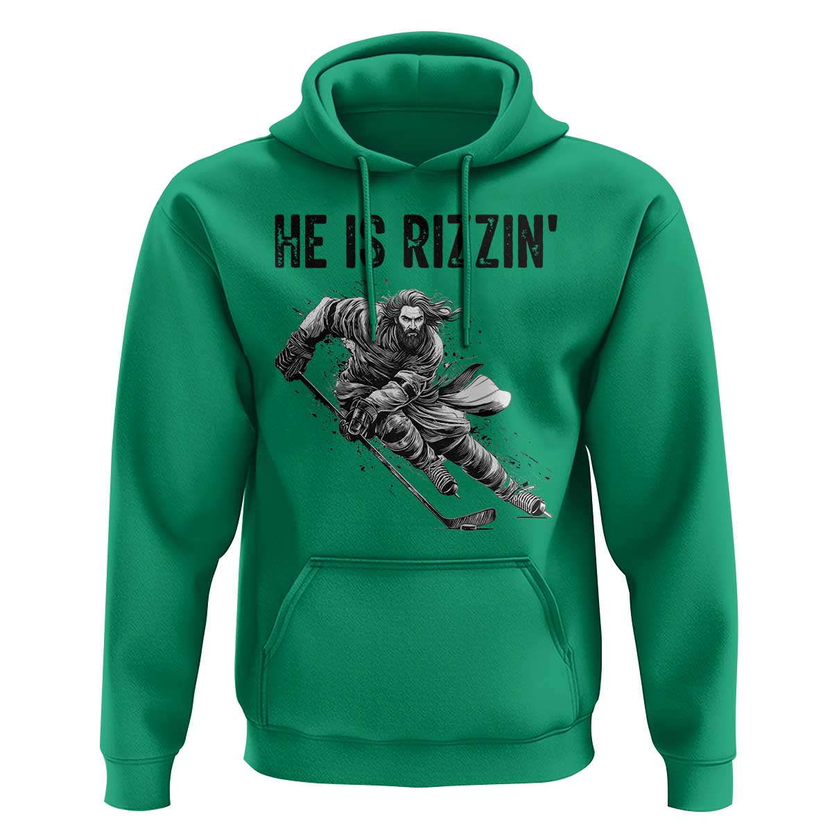 Funny Christian Ice Hockey Lover Gift Hoodie He Is Rizzin - Wonder Print Shop