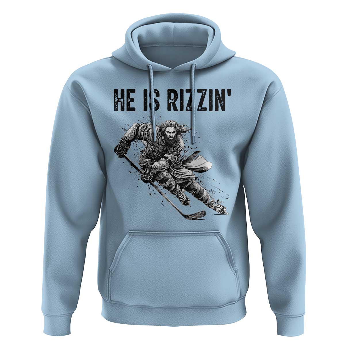 Funny Christian Ice Hockey Lover Gift Hoodie He Is Rizzin - Wonder Print Shop