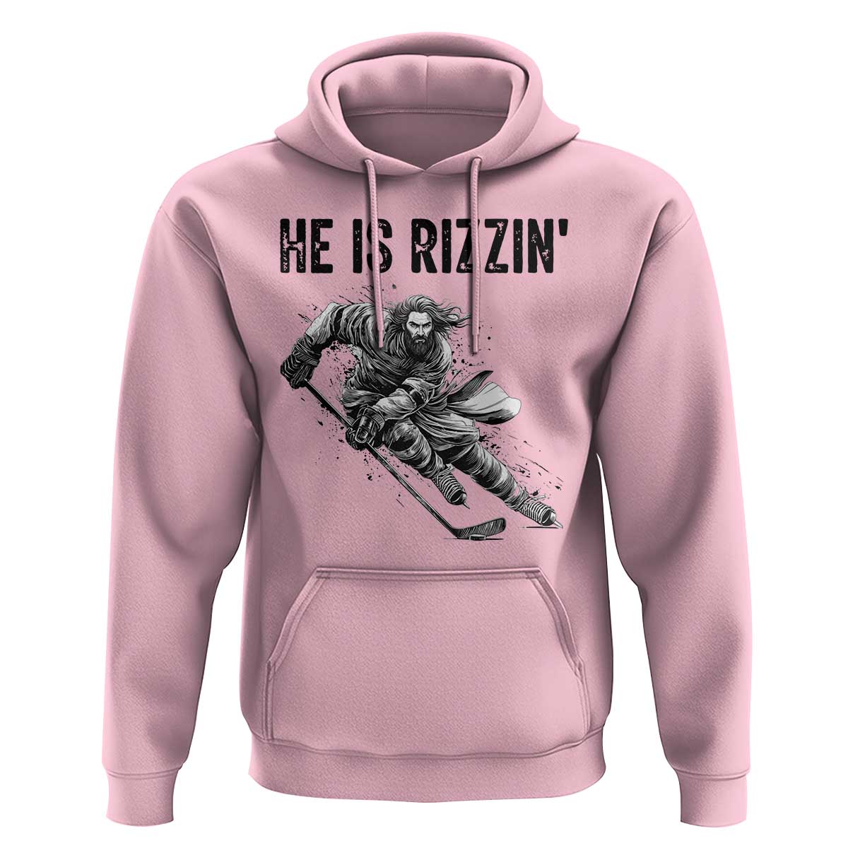 Funny Christian Ice Hockey Lover Gift Hoodie He Is Rizzin - Wonder Print Shop