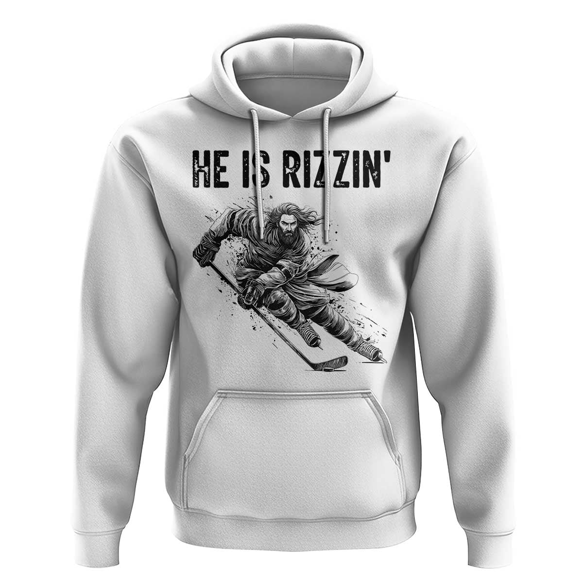 Funny Christian Ice Hockey Lover Gift Hoodie He Is Rizzin - Wonder Print Shop