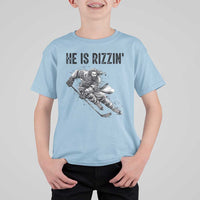 Funny Christian Ice Hockey Lover Gift T Shirt For Kid He Is Rizzin - Wonder Print Shop