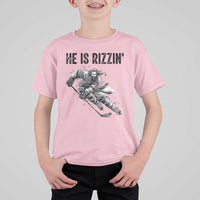 Funny Christian Ice Hockey Lover Gift T Shirt For Kid He Is Rizzin - Wonder Print Shop