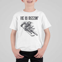 Funny Christian Ice Hockey Lover Gift T Shirt For Kid He Is Rizzin - Wonder Print Shop