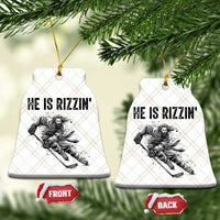 Funny Christian Ice Hockey Lover Gift Ceramic Ornament He Is Rizzin - Wonder Print Shop