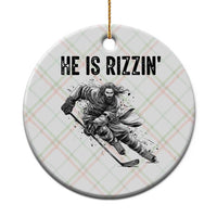 Funny Christian Ice Hockey Lover Gift Ceramic Ornament He Is Rizzin - Wonder Print Shop