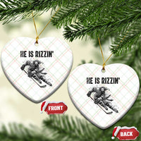 Funny Christian Ice Hockey Lover Gift Ceramic Ornament He Is Rizzin - Wonder Print Shop