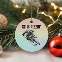 Funny Christian Ice Hockey Lover Gift Ceramic Ornament He Is Rizzin - Wonder Print Shop