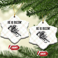 Funny Christian Ice Hockey Lover Gift Ceramic Ornament He Is Rizzin - Wonder Print Shop