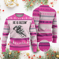 Funny Christian Ice Hockey Lover Gift Ugly Christmas Sweater He Is Rizzin - Wonder Print Shop