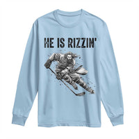 Funny Christian Ice Hockey Lover Gift Long Sleeve Shirt He Is Rizzin - Wonder Print Shop