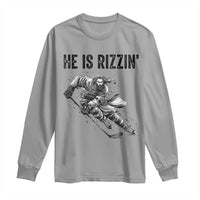 Funny Christian Ice Hockey Lover Gift Long Sleeve Shirt He Is Rizzin - Wonder Print Shop
