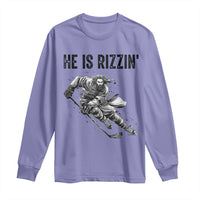 Funny Christian Ice Hockey Lover Gift Long Sleeve Shirt He Is Rizzin - Wonder Print Shop